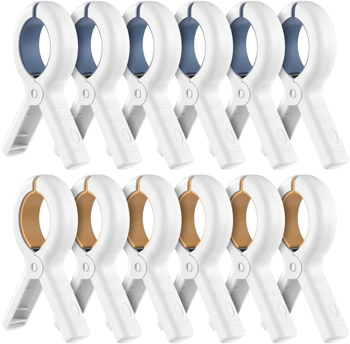 12-pack strandlakenklemmen, lakenklemmen, bankklemmen, stevige plastic wasknijpers, winddichte wasklemmen, kledinghangers en -rekken — afbeelding 1