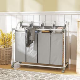 Wasmand op Wielen met 4 compartimenten - 160 ltr - uitneembare waszak — thumbnail 2