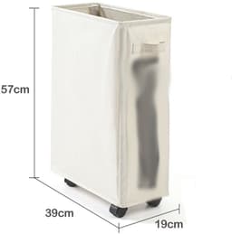 Slanke wasmand op wielen met standaard, opvouwbare waterdichte sorteermand op wielen, hoge en smalle vuilwasmand, huishoudmand, hoekprullenbak — thumbnail 1