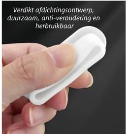 5-delige overloopdeksel - gootsteen/wastafel/aanrechtblad zijkant gat - ovale stop voor overloopgat - lange strip overloopstop voor afdichting - wit — thumbnail 4