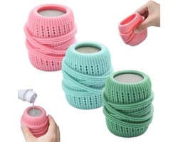 3 stuks siliconen wasballen - anti-klit en gemakkelijk schoon te maken - kledingverzorgings- en reinigingsballen - wasmachine-schrobballen - 7 * 4,5 cm - geschikt voor wasmachine-onderhoud thuis - lichtblauw + groen + roze — afbeelding 1