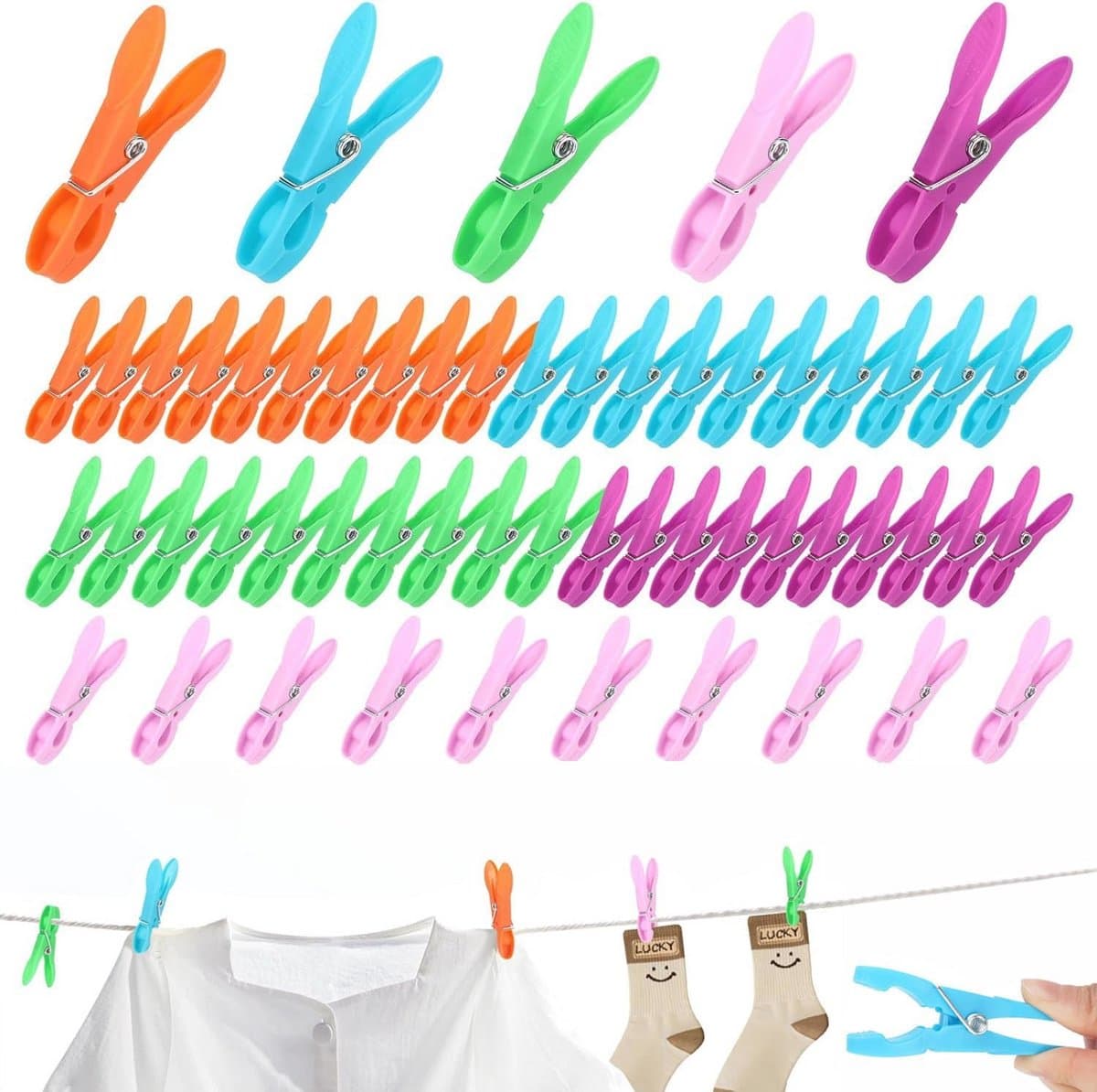 50 Stuks Duurzame Wasknijpers in Verschillende Kleuren — afbeelding 1
