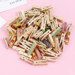 100x Kleine Houten Knijpers 3.5cm - Natuurlijk Hout voor Foto's, Kaarten en Knutselen — thumbnail 2