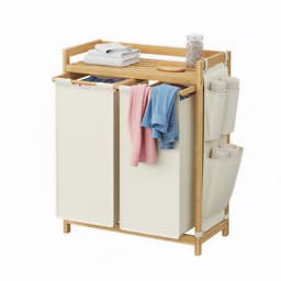 Wasmand – 2 vakken – Bamboe – Wasverzamelaar – 150 L — thumbnail 1