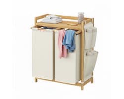 Wasmand – 2 vakken – Bamboe – Wasverzamelaar – 150 L