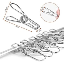 Ynkkvre - Wasknijper - Roestvrij Staal Was Klemmen - Sterke Veerkracht En Compact Ontwerp - 100 Stuks - Zilver — thumbnail 5