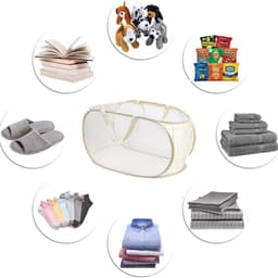 Opvouwbare wasmand Pop-Up Mesh Laundry Hamper Baskets Handgrepen Draagbare Wasmand voor Opslag Slaapkamer Badkamer Reizen — thumbnail 5