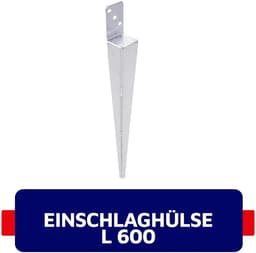 Aqbau® Set van 10 grondhulzen, paaldragers om in te slaan, L inslaghuls, thermisch verzinkt, bodemhulzen voor houten palen, inslaghuls l vorm 60 x 600 mm — thumbnail 4