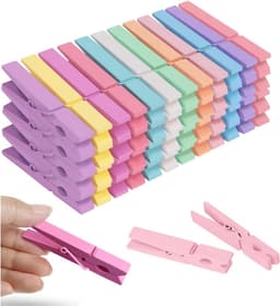 100 Stuks Gekleurde Houten Wasknijpers Bulk 7,4 cm - Voor Decoratie, Knutselen en Kleding Ophangen — thumbnail 1