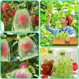 Fruitnet zakken 30 stuks met trekkoord - Organza tulezakken voor druiven en groenten - Bescherming tegen fruitvliegjes, wespen en vogels - 17 x 23 cm - Groen — thumbnail 4