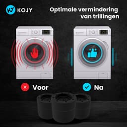 KOJY Wasmachine Trillingsdempers - Verhoger - 8 Stuks - Stapelbaar - Zwart - voor Wasmachine en Wasdroger — thumbnail 2