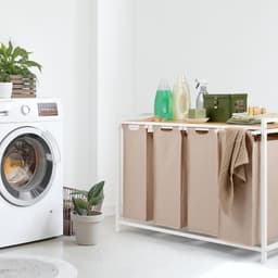Florixa® Wasmand 4 Vakken - Wasmand - Wassorteerder - Crème- 111cm x 36cm x 73cm — thumbnail 5