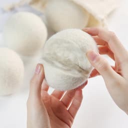 6 wollen droogballen - Droogballen - Wasbollen - Herbruikbaar - Bespaart droogtijd - 5 cm - Beige - Wol — thumbnail 2