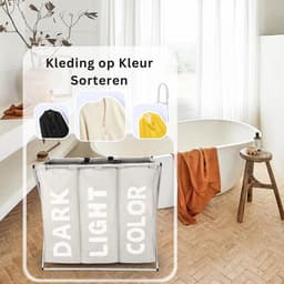 CLVP® Wassorteerder 3 Vaken - Wasmand - Wassorteerder - Lichtgrijs — thumbnail 2