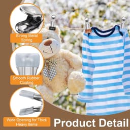 Set van 8 RVS Kledingknijpers – 5,5 cm – Zware Buiten Knijpers met Antislip Rubber – Voor Sokken, Handdoeken, Snackzakken en Foto’s – Zilver & Grijs — thumbnail 2