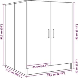 Wasmachinekast Dubbele Deur - Opbergkast Wasruimte - Badkamer Organisatie - Strak Modern Design - 106 x 39 x 17 cm — thumbnail 4