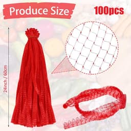 Herbruikbare Netzakken - Opbergzakken Gaas - Groente Fruit Opslag - Ademend Nylon Materiaal - 40cm Groot - Rood — thumbnail 5