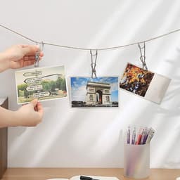Wasknijpers met haken - Metalen clips - Ophangen en organiseren - Duurzaam roestvrij staal - 95 cm lengte - Zilver — thumbnail 2