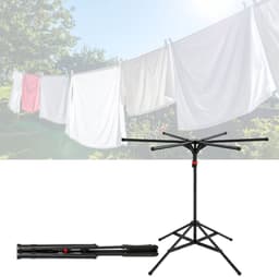 NBAP® Droogmolen met Voet voor Camping & Thuis - Wasrek Staand - Droogrek Inklapbaar - Zwart — thumbnail 1