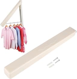 Opvouwbare kleerhanger voor wandmontage met verborgen kledingopslag - intrekbare haak voor droogrek - hangende mantel, hemd en broek - ruimtebesparende opslag voor hoofdslaapkamer - praktisch en handig — thumbnail 4