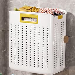Wasmand met wielen - Opvouwbare mand - Ruimtebesparend opbergen - Compact kubusontwerp - 355 x 315 x 375 cm - Wit — thumbnail 2