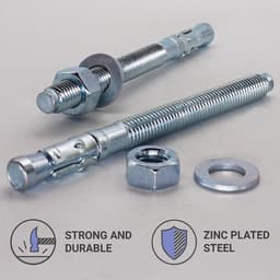 Wigankers M12 - Metalen pluggen ankers - Beton bevestigen - Verzinkt staal - 140 mm — thumbnail 2