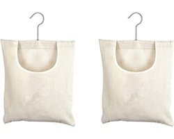 Wasknijper Opbergtas - Wasknijper Organizer - Wassen Ophangen - Wasbaar Oxford Doek - 32x27cm - Wit