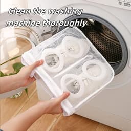 2 stuks Schoenwaskous met ringe - Sneaker waszak - Schoenbeschermer voor de wasmachine - Herbruikbaar - Waszak van mesh met ritssluiting - beschermend wasnet geschikt voor machinewassen en - drogen - 28*24.5*8cm — thumbnail 4