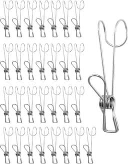 Allecto - Roestvrijstalen Waslijnknijpers - 12-Delige Set - Zilverkleurig - Stevig - Roestvrij - Kleding - Geschikt voor Waslijn - Zilver ® 12-delige roestvrijstalen waslijnknijpers - stevig en roestvrij voor het drogen van kleding en meer. — thumbnail 1
