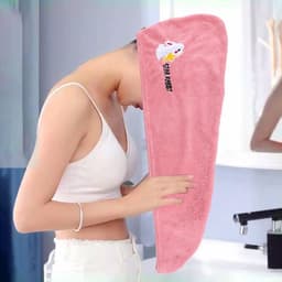 5-delige set koraalfluwelen haarhanddoeken en waszak - absorberende badmutsen met sneldrogend effect, badaccessoires — thumbnail 3