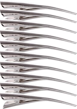 10 stuks grote haarclips met tanden voor dik haar - Metalen Alligator Klemmen Zilver — thumbnail 2
