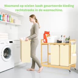 White-Label® Wassorteerder 3 Vaken - Wasmand - Wassorteerder - Beige — thumbnail 3