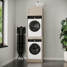Wasophoogte® Wasmachine Kast Sydney - Wasmachine verhoger - Wasmachine ombouw - 700(D)*665(B)*2350(H) mm - Taupe — thumbnail 3