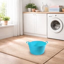 Plasticforte flexibele emmer/kuip - blauw - kunststof - rond - 26 liter - 49 x 44 x 27 cm - wasmanden - tuinafval - speelgoed — thumbnail 2