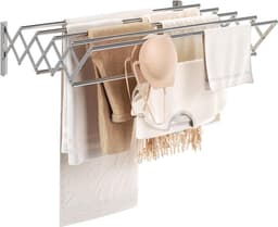 Wall Mounted Foldable Clothes Airer and Towel Holder - Extendable Drying Rack for Bathroom and Indoor Use — thumbnail 1