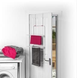 **Over Door Clothes Airer - Indoor Laundry Drying Rack 7m Drying Space Over 3 Levels Adjustable Shelves Foldable Space Saving Storage Foam Lined Hooks** — thumbnail 4