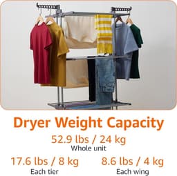 4 Tier Garden Grey Indoor Tower Drying Rack with Folding Wings — thumbnail 3