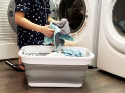 Foldable Plastic Laundry Basket - 41L Capacity - Foldable Pop Up Storage Container/Organizer - Portable Laundry Bin - Space Saving Design (Grey) — thumbnail 4
