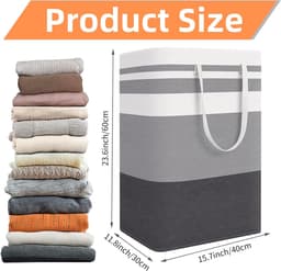Opvouwbare wasmand - Waszak met grote capaciteit - Wasmand met handgrepen - Wasmand voor huishoudelijk vuil wasgoed - Geschikt voor slaapkamer, badkamer, slaapzaal — thumbnail 5