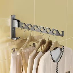 Opvouwbaar Telescopisch Droogrek - Invisible Wandmontage voor Kleding - Verplaatsbaar Wanddroogrek voor Kleding met Zuignap - droogrek voor kleding aan de muur - droogrek voor wasgoed — thumbnail 2