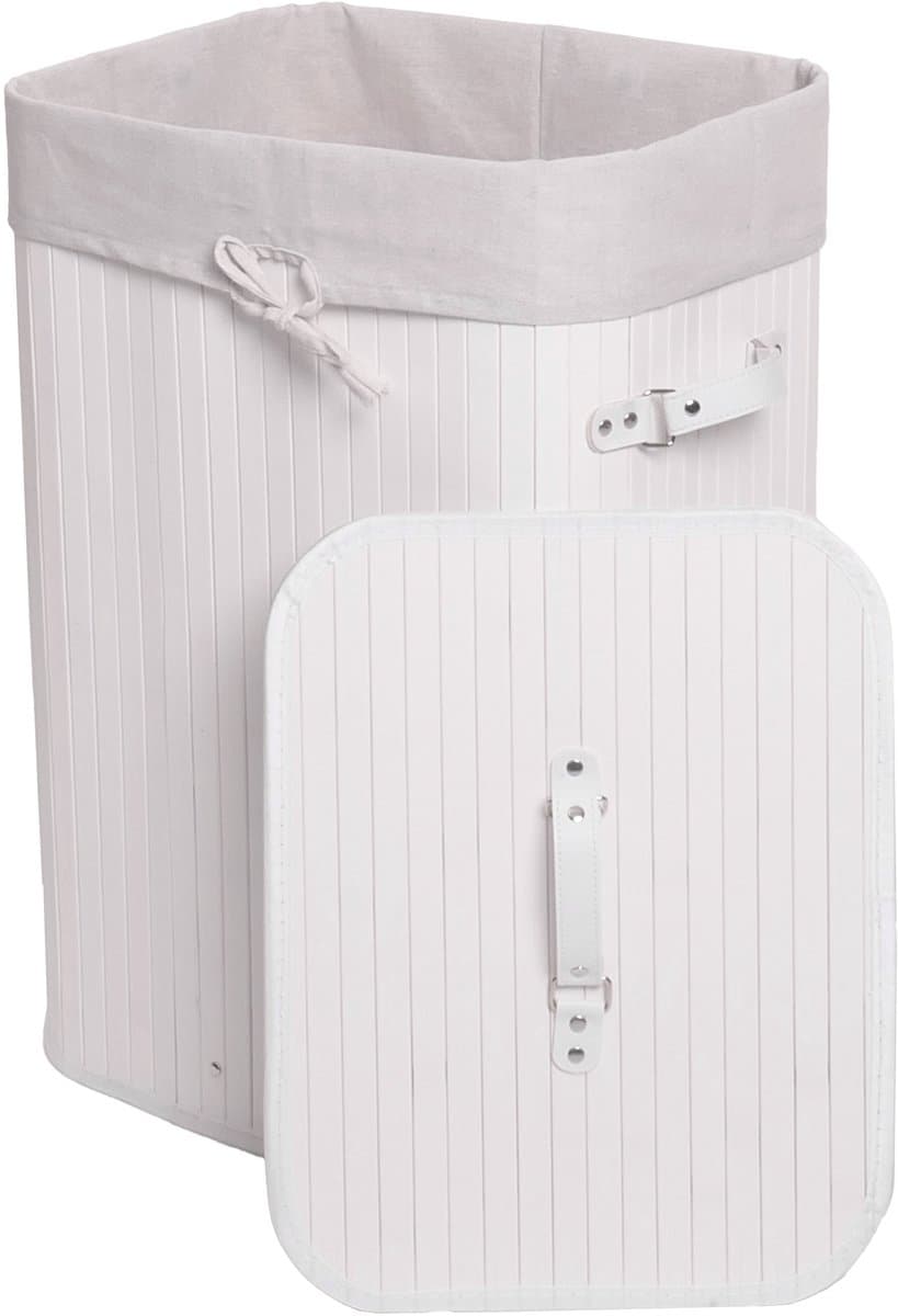 Wasmand MCW-C21, Wasbox Wasbox Wasbox, bamboe 61x43x32cm 70l ~ wit — afbeelding 1