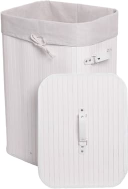 Wasmand MCW-C21, Wasbox Wasbox Wasbox, bamboe 61x43x32cm 70l ~ wit — thumbnail 1