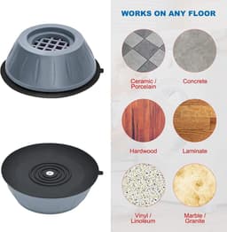 4-delige set - Wasmachine en droger - Anti-vibratie pads - Schok- en geluidsreductie - Wasmachine ondersteuning - Voorkomt beweging - Schudden - Lopen - Universele maat — thumbnail 2