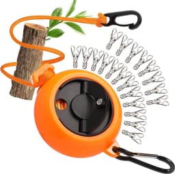 Extendable Clothes Line for Camping (10 m with Hand Crank) - Portable Cord Compact Accessory for Camping Travel and Garden — thumbnail 1