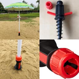 TOVBMUP Parasolstandaard - Grondanker - Grondanker voor gebruik op strand of grond - Geschikt voor parasolstokken met een diameter van 32 mm - Zwart — thumbnail 4