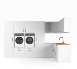 Wasophoogte® Wasmachine Kast Dubai - Wasmachine verhoger - Wasmachine ombouw - 700(D)*3830(B)*2350(H) mm - Wit — thumbnail 1