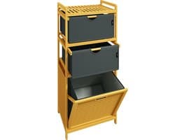 MKSS® Wasmand 3 Vakken - Wassorteerder - 120 L - Grijs