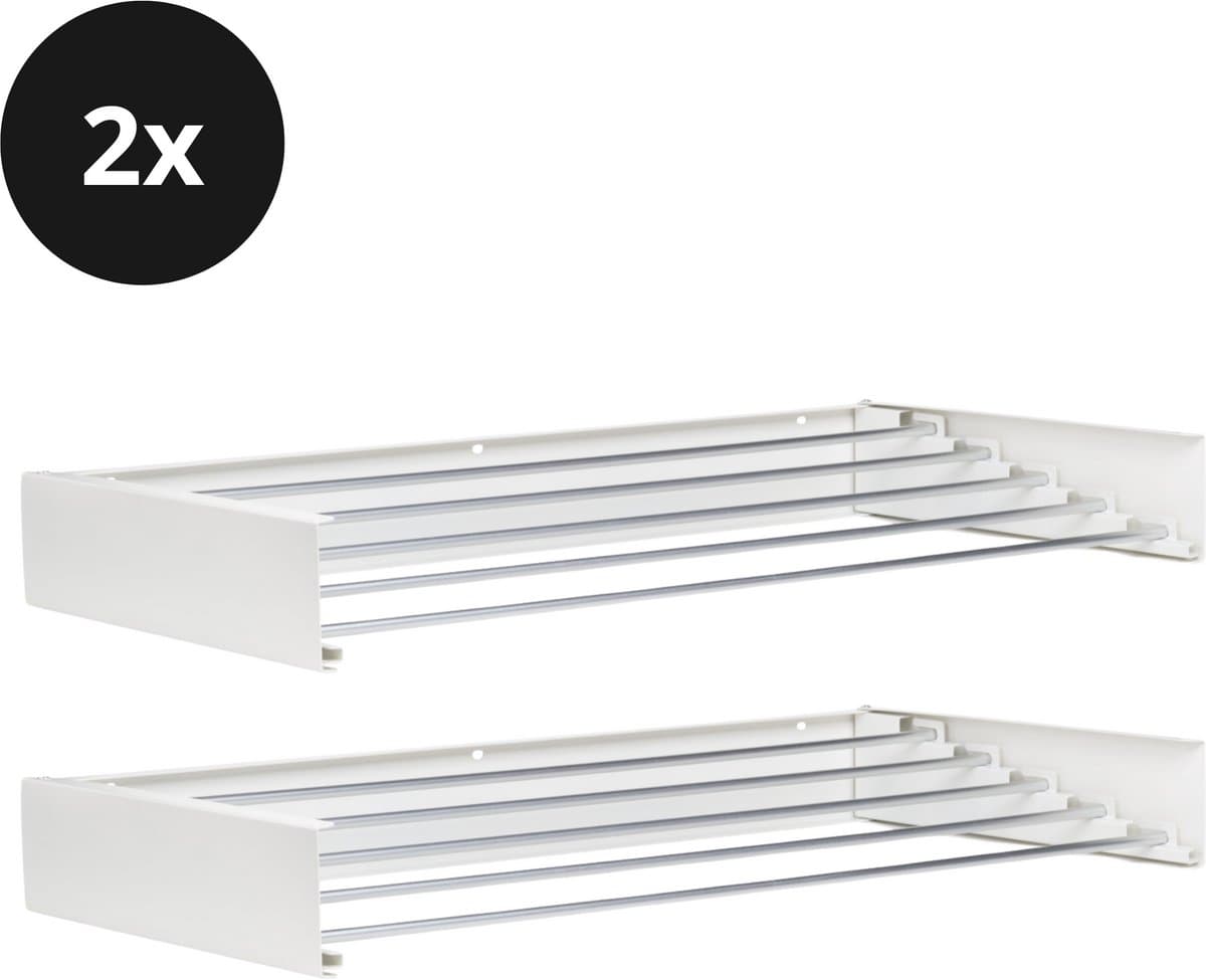 Vitapur Wasrek 2 stuks - Droogrek inklapbaar - Droogrekken - Wasrek hangend - Wasdroogrek - Droogrek inklapbaar - 80 x 40 cm - 4 meter drooglengte - Wit - 2 stuks — afbeelding 1