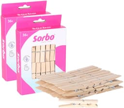 Sorbo Wasknijpers - Hout - 72 stuks (2x36) — thumbnail 1