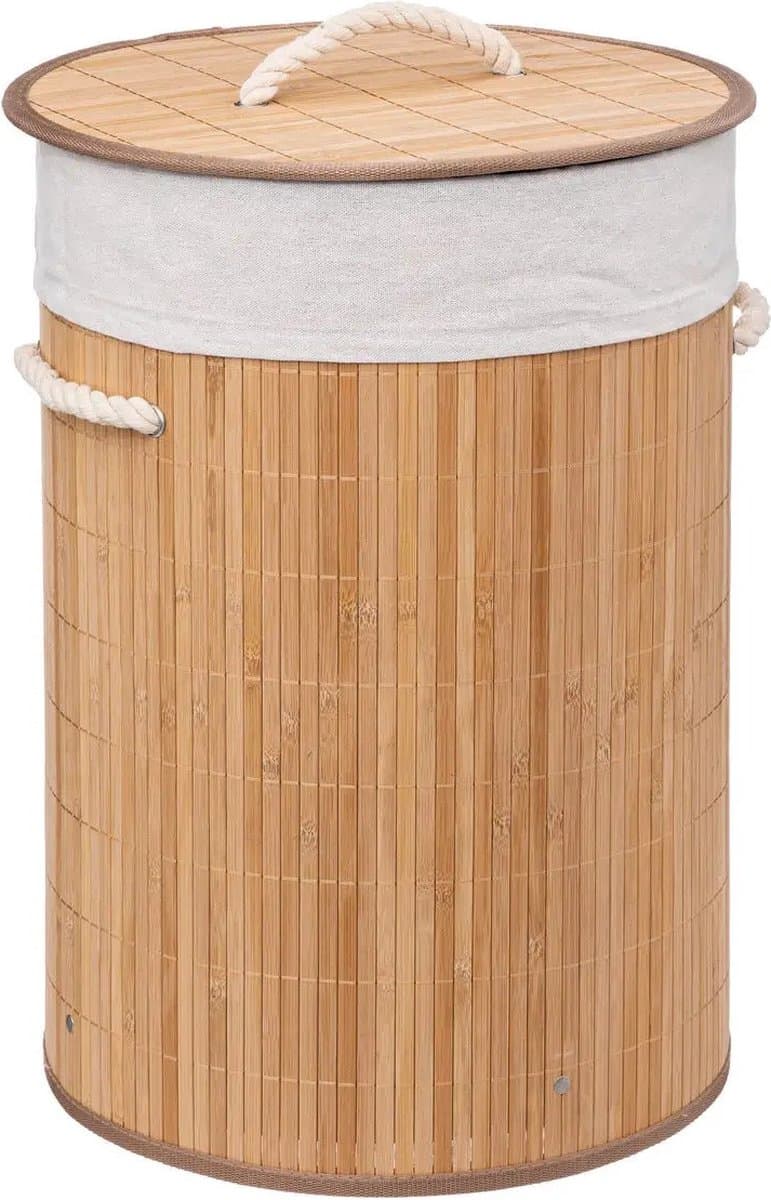 5Five Wasmand van bamboe - 48 liter - 35 x 50 cm - met deksel — afbeelding 1